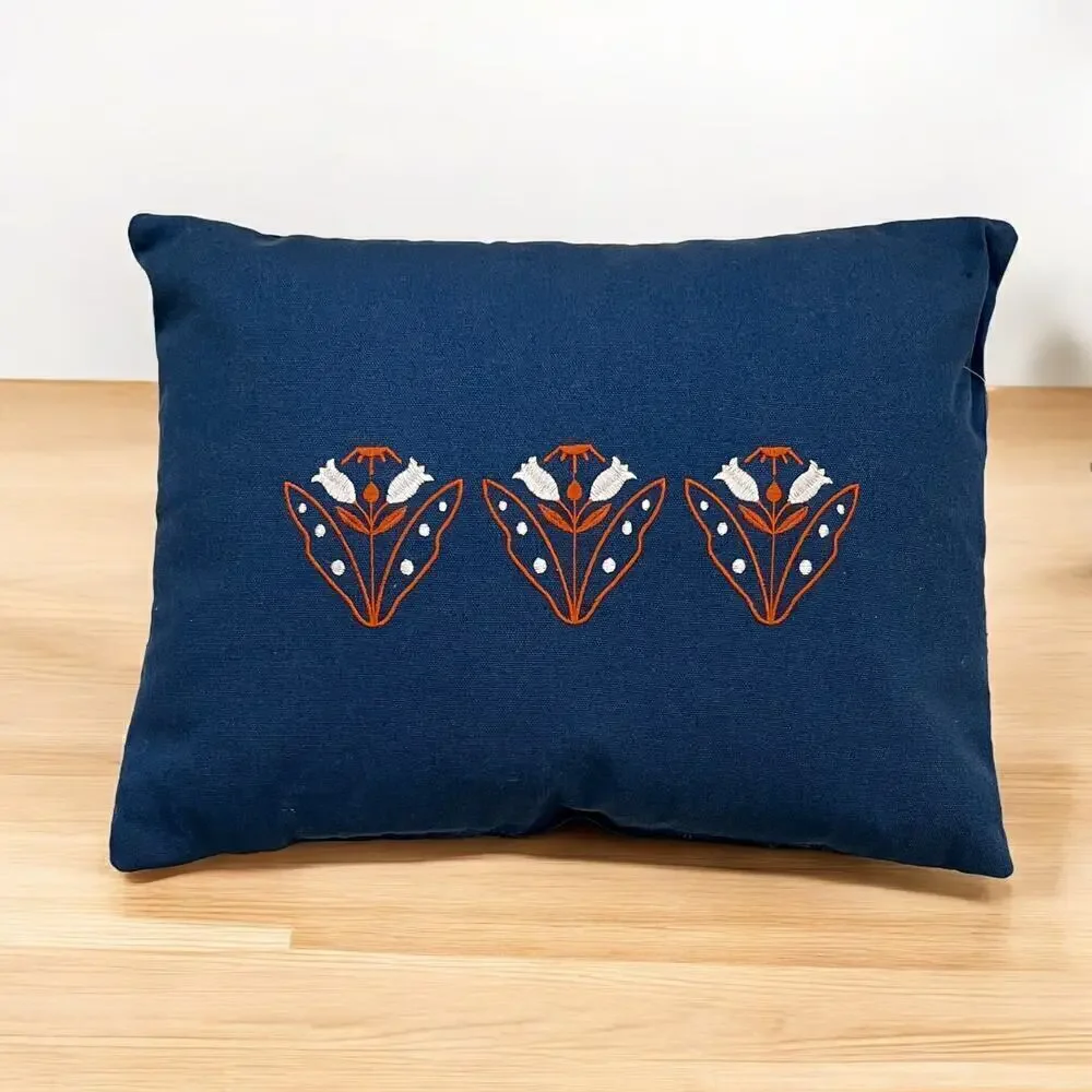 IKEA GOKVALLA Blue Embroidered Pillow 12